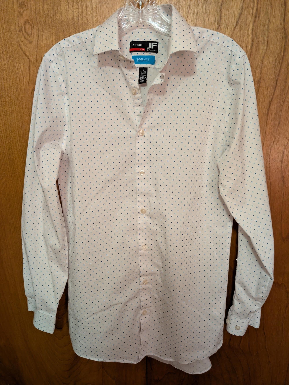 JF Men's Stretch Slim Coolmax White Dress Shirt